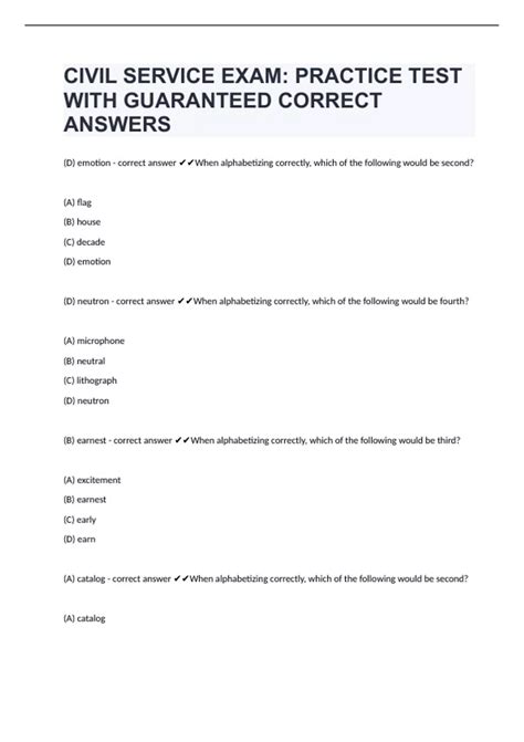 Sample Questions for Civil Service Examination .